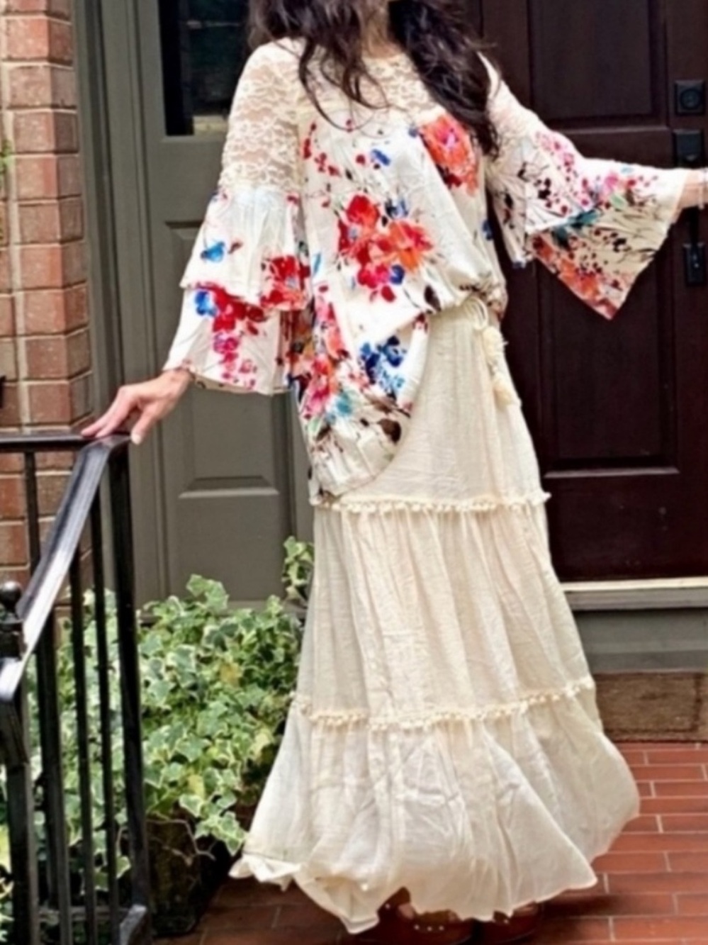 JGee Bohemian Maxi Skirt Lace Stevie Nicks Cottage Summer Festival xl